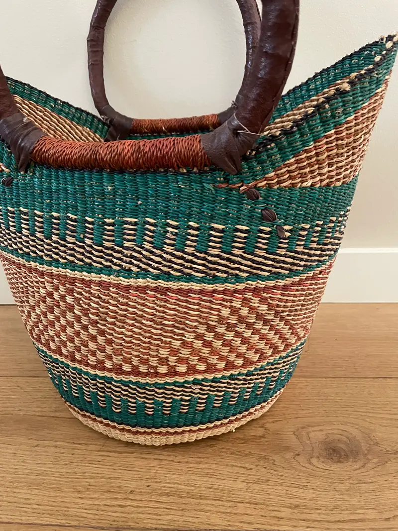 Bolga rieten mand turquoise