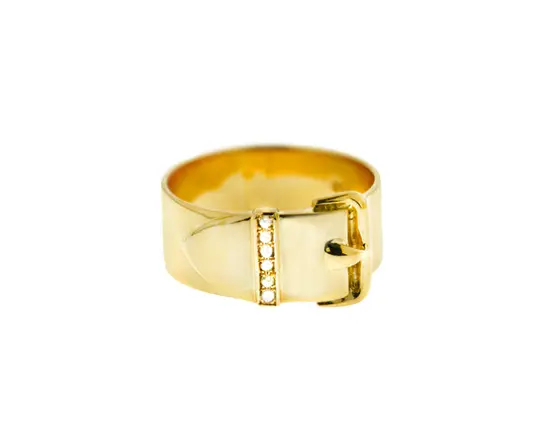 Buckle ring with diamonds