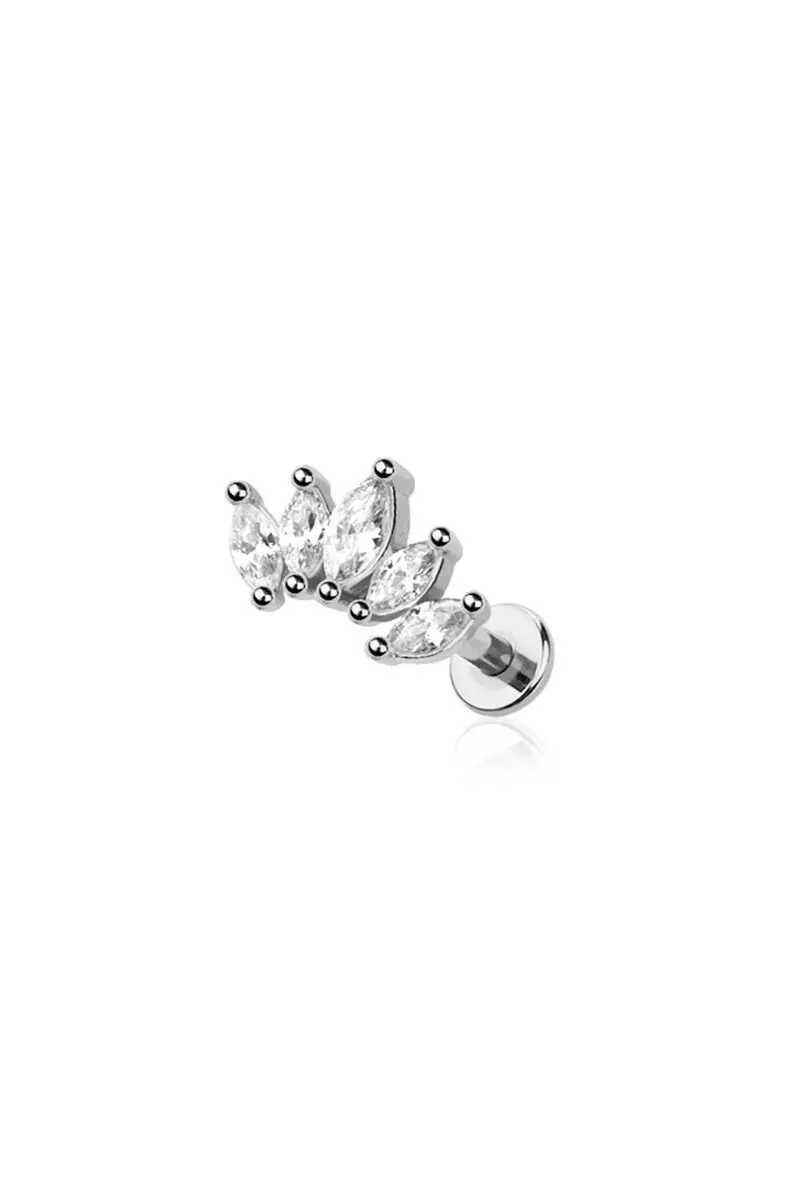 Dune CZ Leaves Stud - Silver
