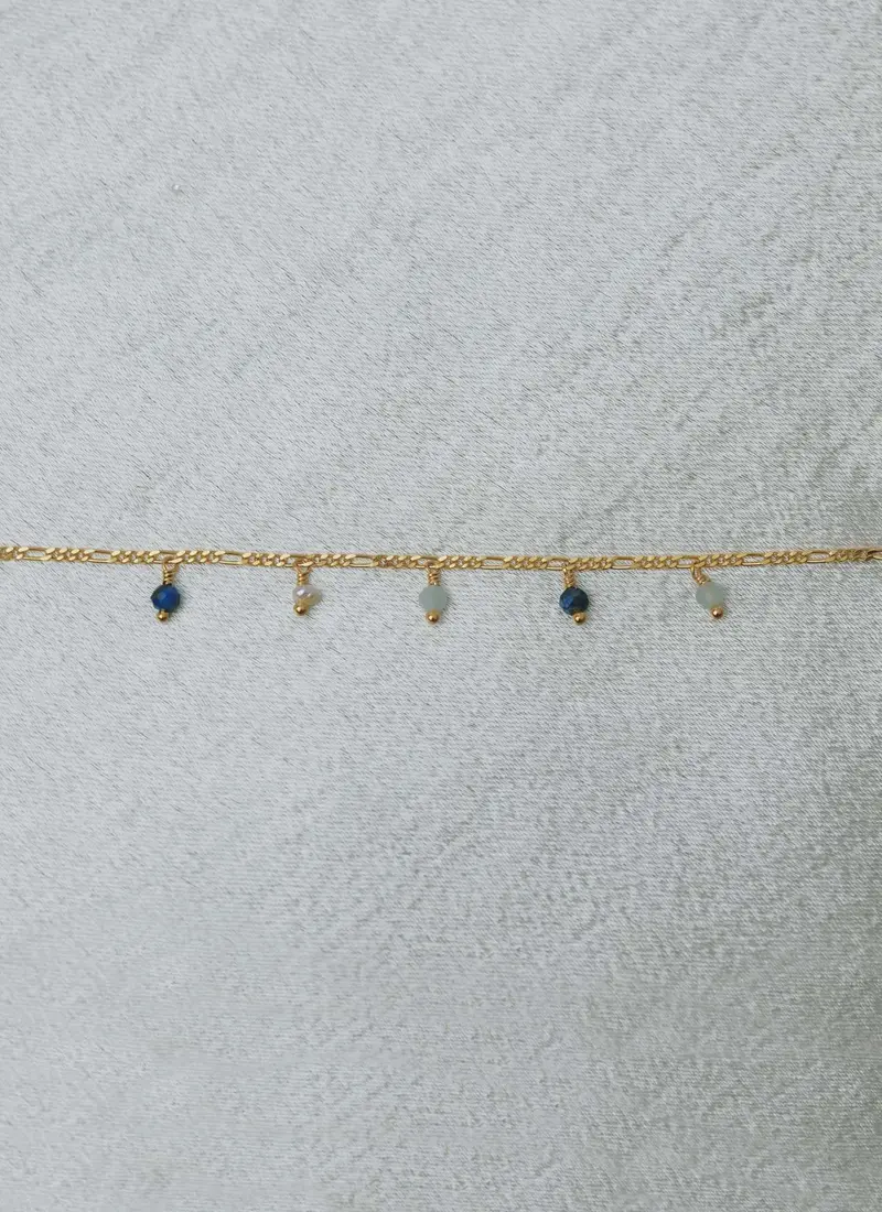 Figaro Gem Drops blue bracelet petite
