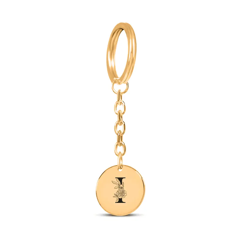 Floral Initial Keychain – I