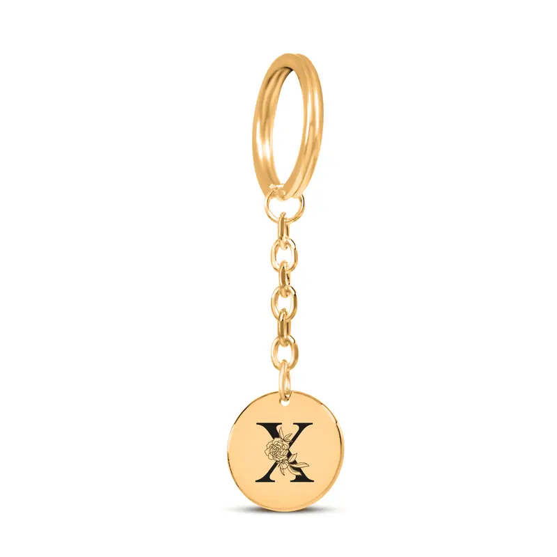 Floral Initial Keychain – X
