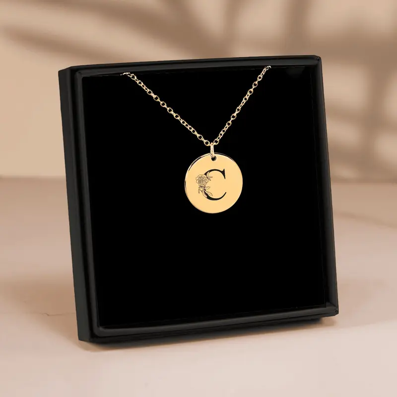 Floral Initial Necklace – C