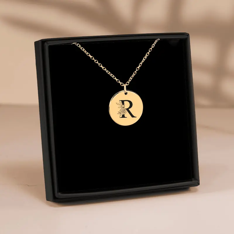 Floral Initial Necklace – R