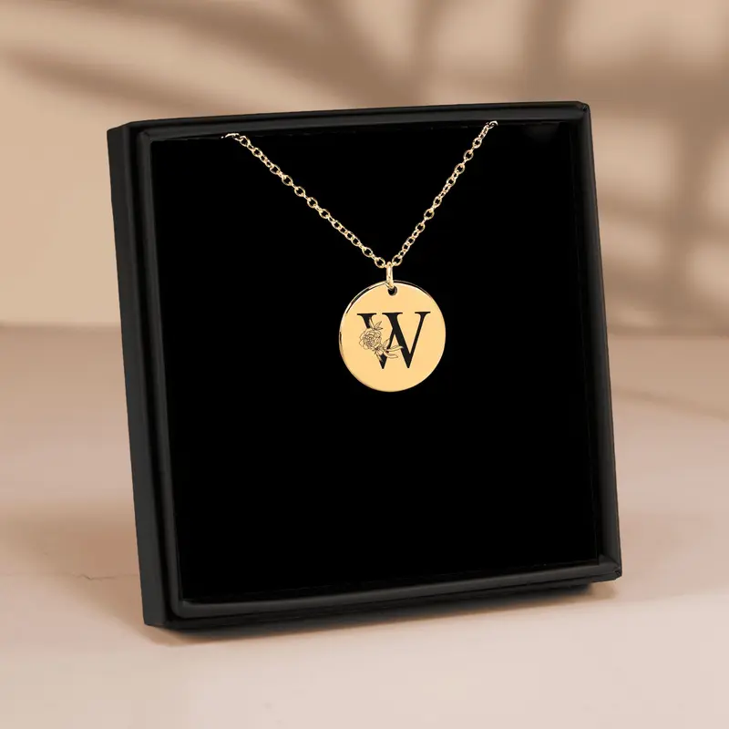 Floral Initial Necklace – W