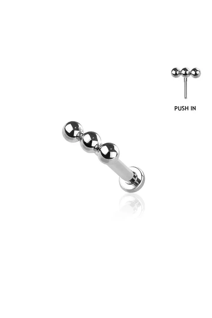 Loop Mini Triple Dots Stud - Silver