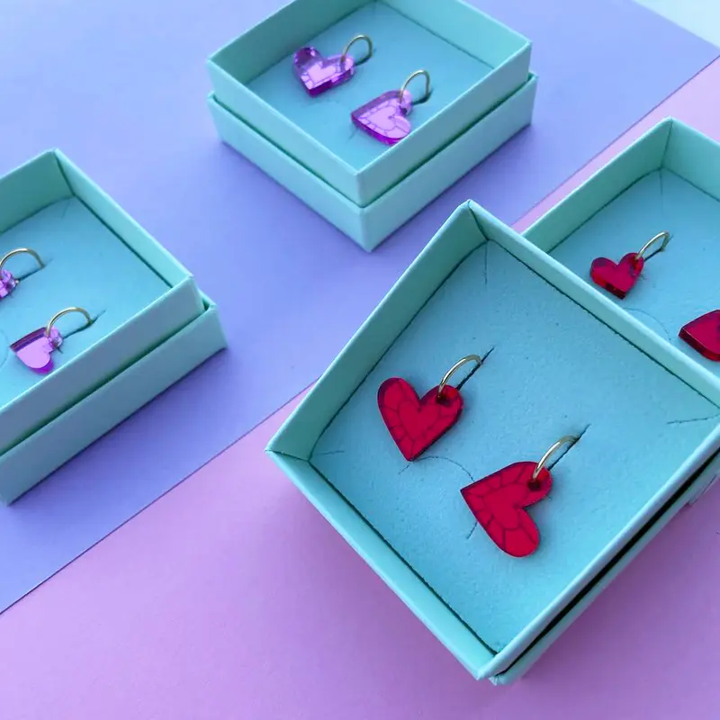 Oorring groot hartje - Rood