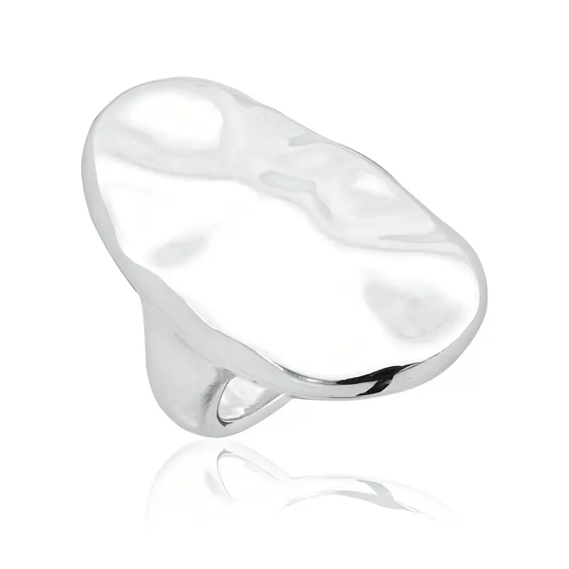 Silver ring with wave pattern
