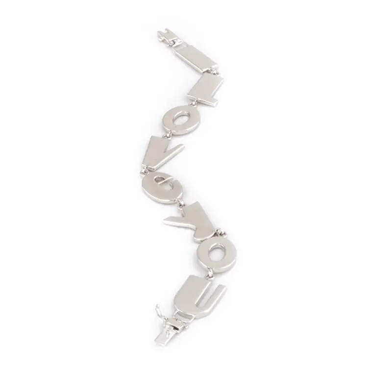 Solid white gold I Love You Bracelet