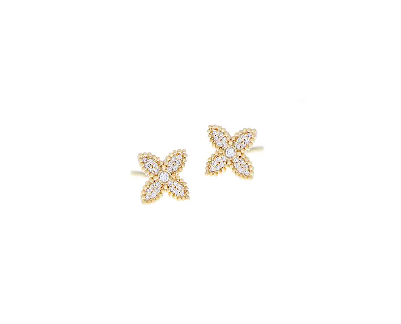 Yellow gold diamond SINGLE flower stud