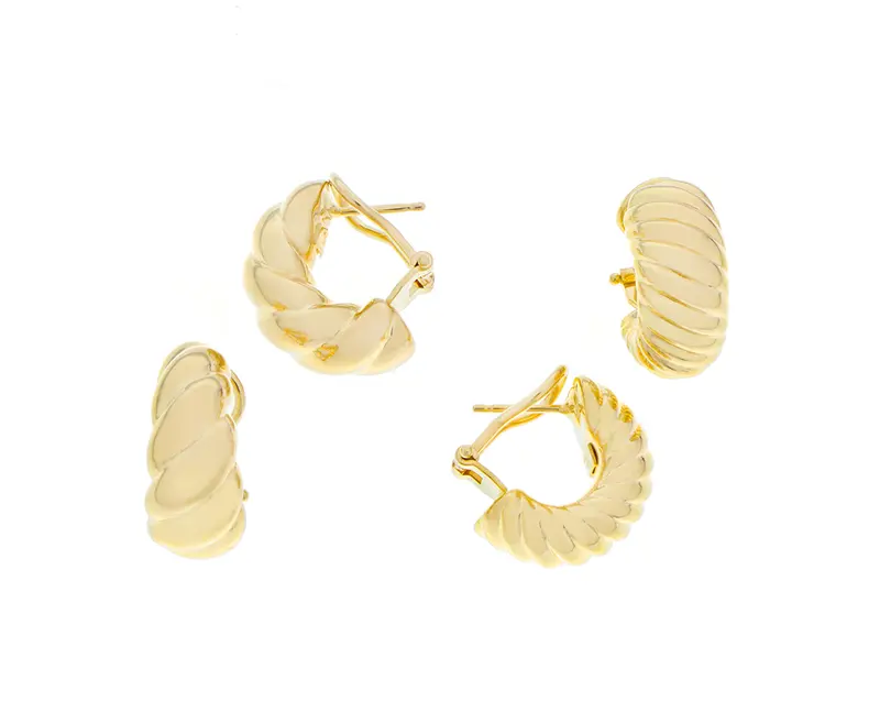 Yellow gold twisted hoops